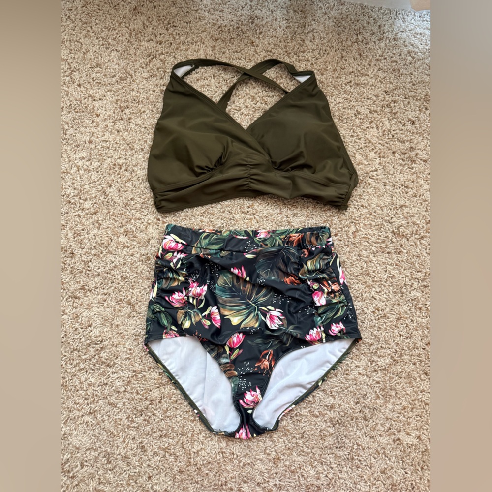 Nicole Olive Green Bikini Top